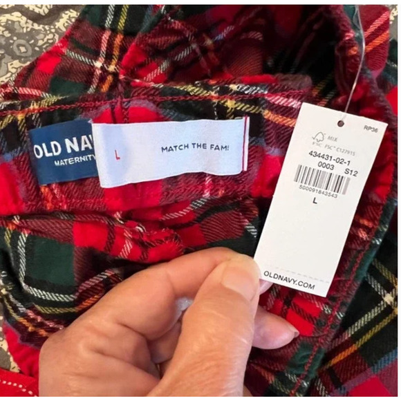 NWT Old Navy Red Tartan Christmas Plaid Flannel Pajama Joggers - Picture 6 of 10